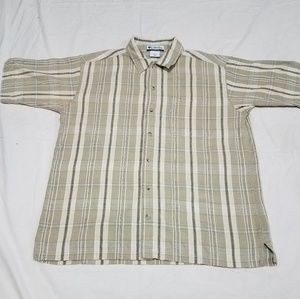 #columbia sportsweat plaid beige button up large